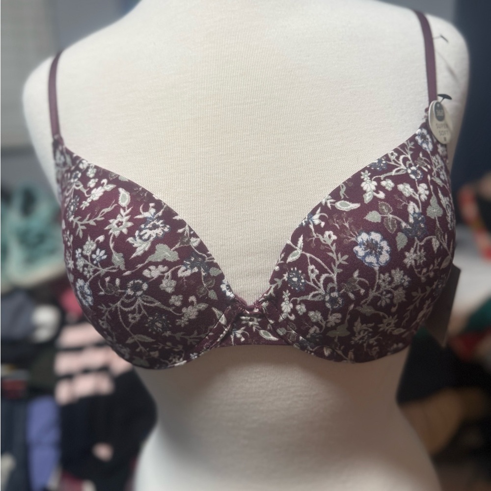 Lucky Brand Maroon Floral Bra